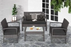 Casaria Polyrattan Loungeset – 2 Stoelen 1 Bank 1 Tafel - Antraciet -Optimaal Tuinmeubel Winkel 1200x798 6