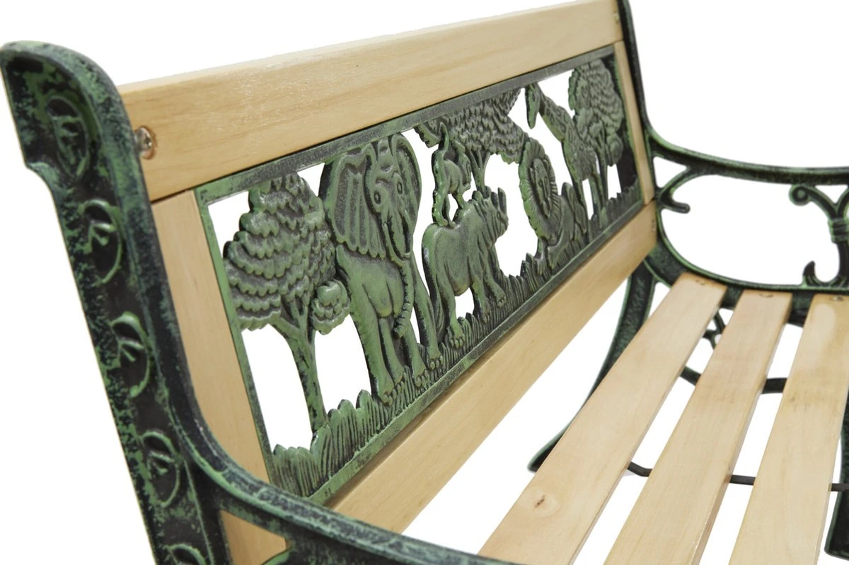 LIFA GARDEN Tuinbank Voor 2 Kinderen | Kinderbank Van Onbewerkt Hout En Ijzer | Nostalgische Tuinbank Met Jungle Afbeelding In De Rugleuning | Tuinbank Om Te Beitsen | 82 X 39 X 50 Cm 2 LIFA GARDEN Tuinbank Voor 2 Kinderen | Kinderbank Van Onbewerkt Hout En Ijzer | Nostalgische Tuinbank Met Jungle Afbeelding In De Rugleuning | Tuinbank Om Te Beitsen | 82 X 39 X 50 Cm - Afbeelding 2