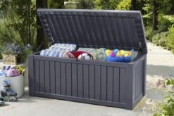 Keter Rockwood Opbergbox - 570L - 155x72,4x64,4cm - Grafiet -Optimaal Tuinmeubel Winkel 1200x800 135