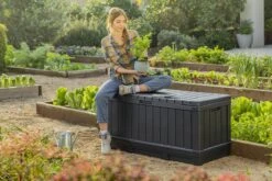 Keter Kentwood Opbergbox - 128x53.6x59 Cm - 350 L - Grafiet -Optimaal Tuinmeubel Winkel 1200x800 150
