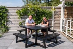 MaximaVida Vierkante Aluminium Picknicktafel Dex 215 Cm Zwart - Lage Instap -Optimaal Tuinmeubel Winkel 1200x800 214