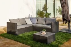 Central Park Hoekbank Loungeset Alea Grijs Staal/riet 3-delig