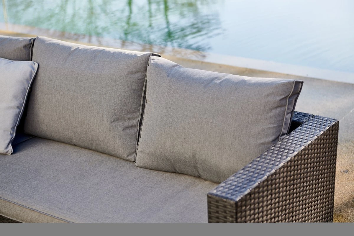 Central Park Hoekbank Loungeset Alea Grijs Staal/riet 3-delig 2 Central Park Hoekbank Loungeset Alea Grijs Staal/riet 3-delig - Afbeelding 2