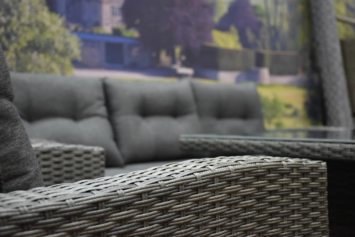 New Castle Stoel-bank Dining Loungeset 6-delig Antraciet 3 New Castle Stoel-bank Dining Loungeset 6-delig Antraciet - Afbeelding 3