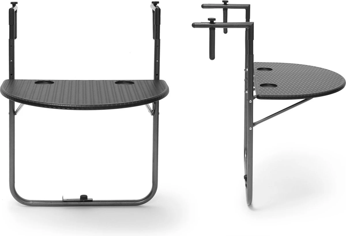 Relaxdays Balkontafel Inklapbaar, Balkon Tafel Rotan, Hangtafel Reling - Zwart 10 Relaxdays Balkontafel Inklapbaar, Balkon Tafel Rotan, Hangtafel Reling - Zwart - Afbeelding 10