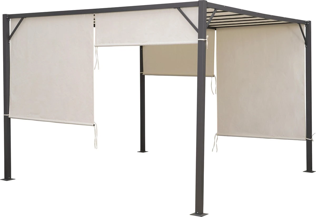 MaxxGarden Pergola - Partytent - Tuinpaviljoen Met één Gesloten Zijkant - 3x3x2,3 M - Cream 1 MaxxGarden Pergola - Partytent - Tuinpaviljoen Met één Gesloten Zijkant - 3x3x2,3 M - Cream