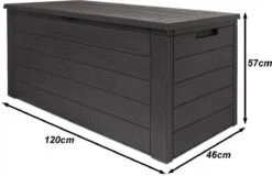 Merkloos Woody Tuin Opbergbox - 324 Liter 45x120x60 Cm - Tuinkussenbox - Antraciet/bruin -Optimaal Tuinmeubel Winkel 1200x826 1