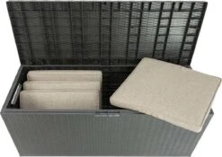 Verrijdbare Tuinkussen Opbergbox - Rattan Look - Zwart - 350 Liter -Optimaal Tuinmeubel Winkel 1200x850