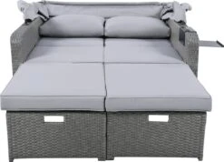 Polyrattan Patio Rieten Meubels Set Voor 2 Personen-Outdoor Rattan Sofa Set Met Intrekbare Luifel-lounge Bank-PE Rotan Loveseat Voor Achtertuin Veranda Tuin Zwembad Balkon-grijs -Optimaal Tuinmeubel Winkel 1200x867