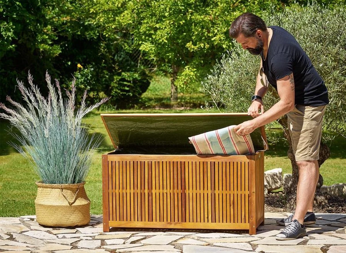 Casaria Opbergbox Acacia Hout – Weerbestendig 115cm - Bruin 10 Casaria Opbergbox Acacia Hout – Weerbestendig 115cm - Bruin - Afbeelding 10