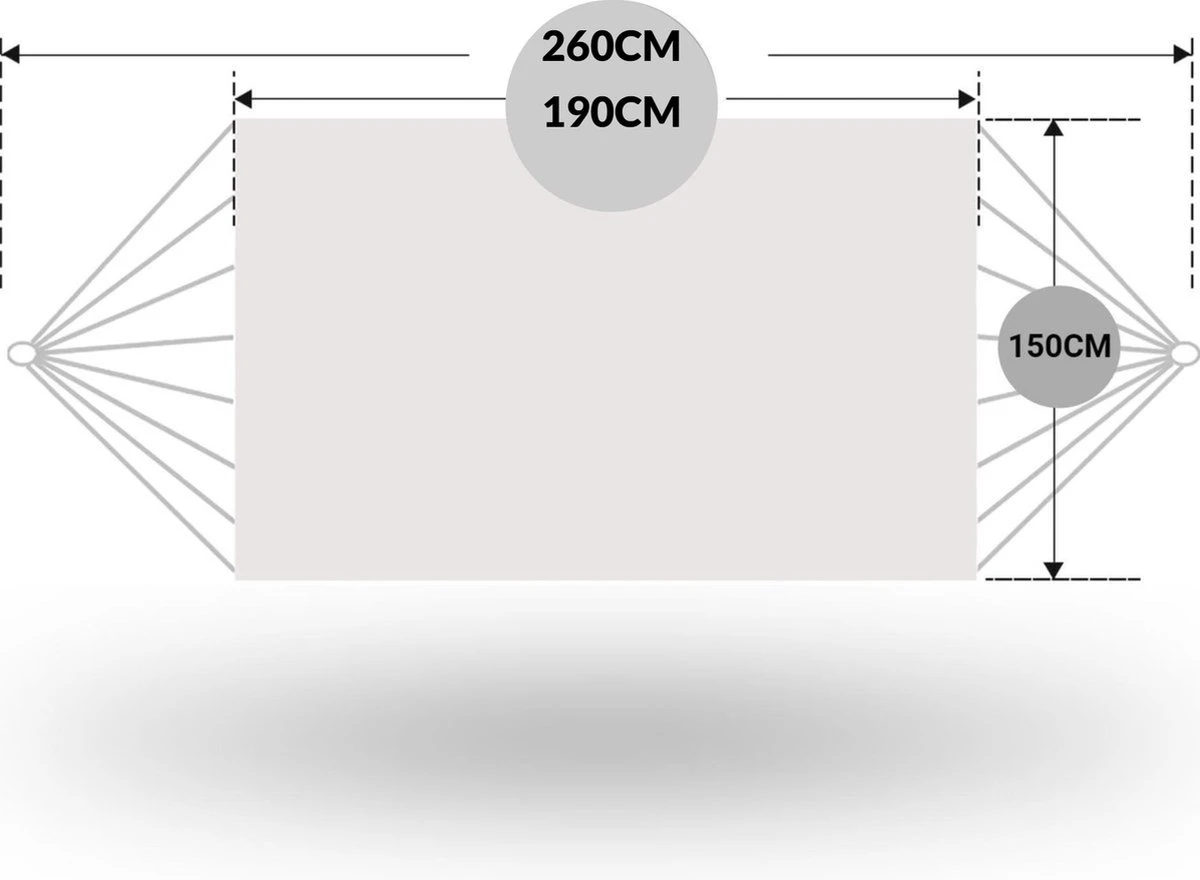Dubbele Hangmat Blauw - 1 Of 2 Persoons - Lig Oppervlak 190x150cm - Lengte 260cm 3 Dubbele Hangmat Blauw - 1 Of 2 Persoons - Lig Oppervlak 190x150cm - Lengte 260cm - Afbeelding 3