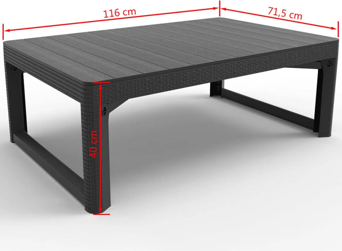 Allibert Lyon Tuintafel - 116x71,5x66/40 Cm - Grafiet 11 Allibert Lyon Tuintafel - 116x71,5x66/40 Cm - Grafiet - Afbeelding 11