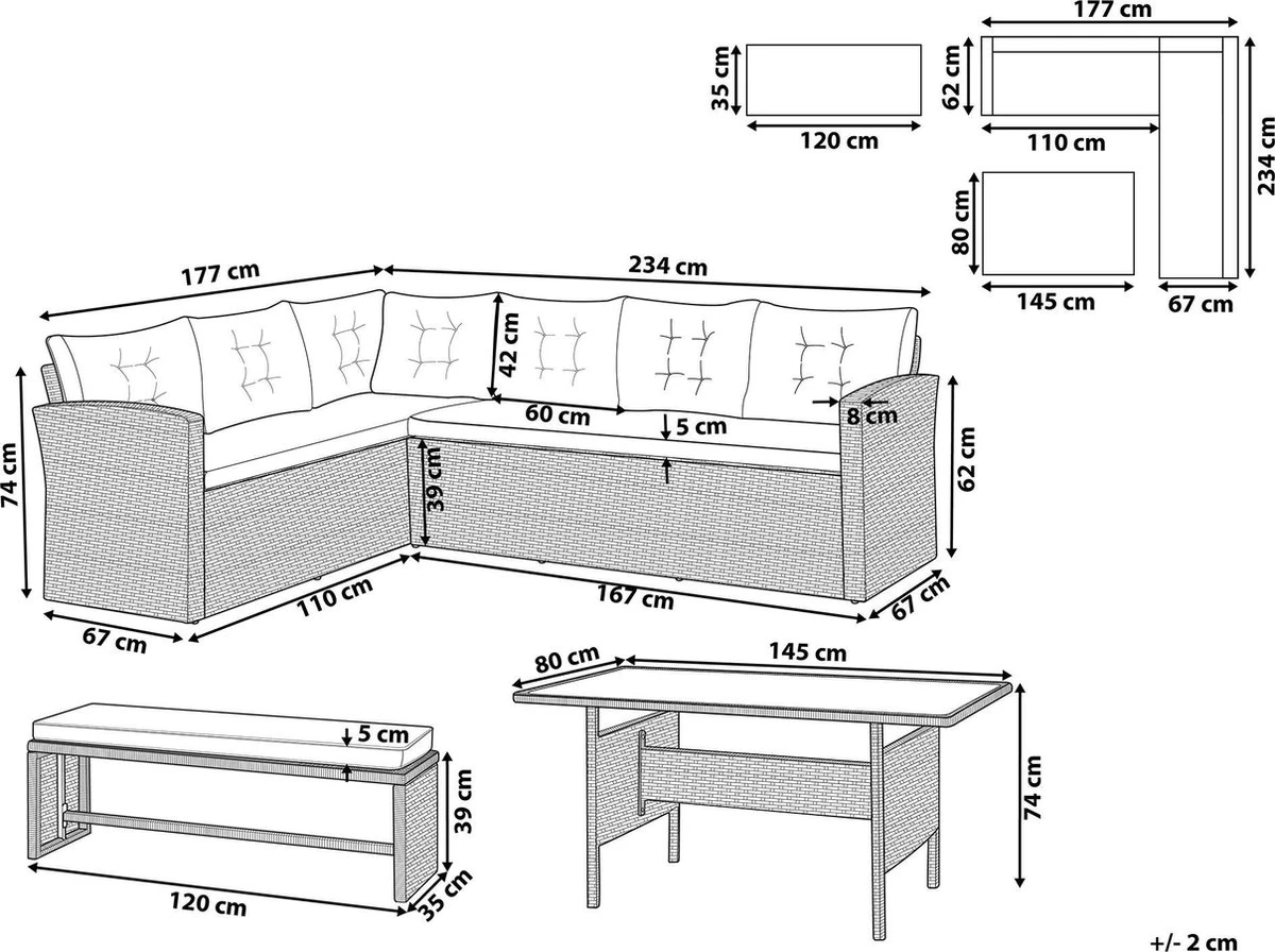 Beliani VITERBO - Loungeset Voor 8 - Grijs - PE Rotan 17 Beliani VITERBO - Loungeset Voor 8 - Grijs - PE Rotan - Afbeelding 17