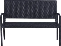 Outsunny Polyrotan Tuinbank 2-zits Parkbank Bank Staal Zwart 867-022 -Optimaal Tuinmeubel Winkel 1200x898