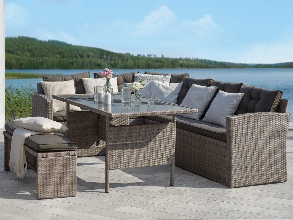 Beliani VITERBO - Loungeset Voor 8 - Grijs - PE Rotan 2 Beliani VITERBO - Loungeset Voor 8 - Grijs - PE Rotan - Afbeelding 2