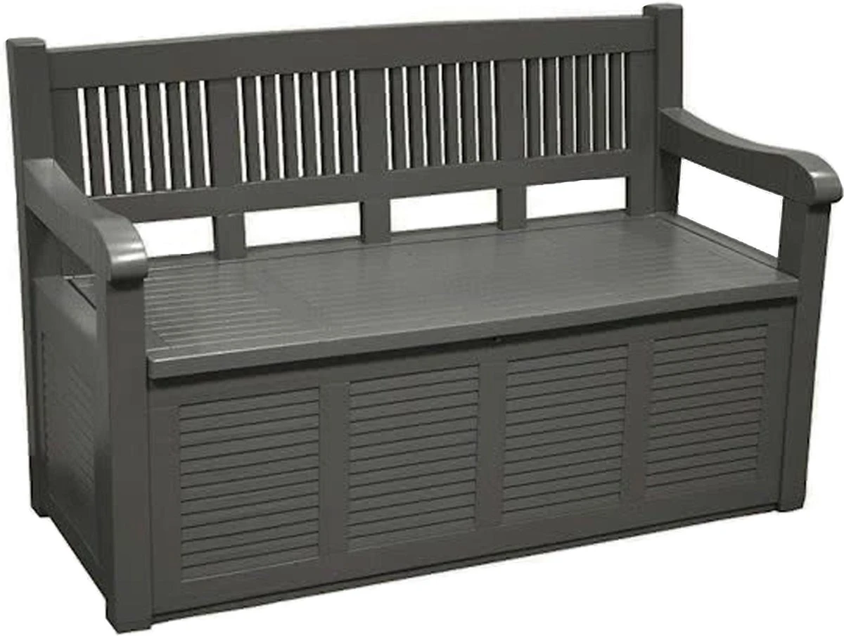 Merkloos Opbergbank Van Kunststof | 130 X 60 Cm | Antraciet 2 Merkloos Opbergbank Van Kunststof | 130 X 60 Cm | Antraciet - Afbeelding 2