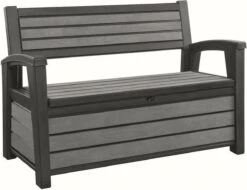 Keter - Hudson Bench Box - 2-zits Bank - Opbergbox - Hout Look & Feel - 227L - 138x63x89cm - Antraciet -Optimaal Tuinmeubel Winkel 1200x922 5