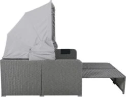 Polyrattan Patio Rieten Meubels Set Voor 2 Personen-Outdoor Rattan Sofa Set Met Intrekbare Luifel-lounge Bank-PE Rotan Loveseat Voor Achtertuin Veranda Tuin Zwembad Balkon-grijs -Optimaal Tuinmeubel Winkel 1200x929