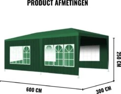 Merkloos Partytent - Paviljoen Opvouwbaar - Easy Up Tuintent Met Zijpanelen - Groen/ 6m X 3m/ 120g/m² -Optimaal Tuinmeubel Winkel 1200x931