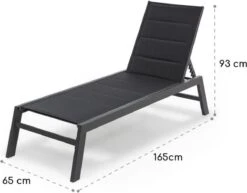 Blumfeldt Renazzo Lounge Ligstoel - Ligbed Voor De Tuin - Aluminium Tuinstoel - 6 Standen - Waterafstotend - Bekleding Van 70 % Pvc En 30 % Polyetheen - Zwart -Optimaal Tuinmeubel Winkel 1200x940
