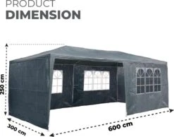 MaxxGarden Partytent - Paviljoen - 3x6m - Incl. Zijwanden - Waterdicht - Antraciet -Optimaal Tuinmeubel Winkel 1200x943 2
