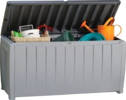 Keter Novel Opbergbox - 340L - 124x55x62.5cm - Grijs -Optimaal Tuinmeubel Winkel 1200x948