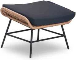 BUITEN Living Dex Wicker Loungestoel Tuin Incl. Wicker Voetenbank | Wicker + Aluminium | Bamboe Antraciet -Optimaal Tuinmeubel Winkel 1200x951