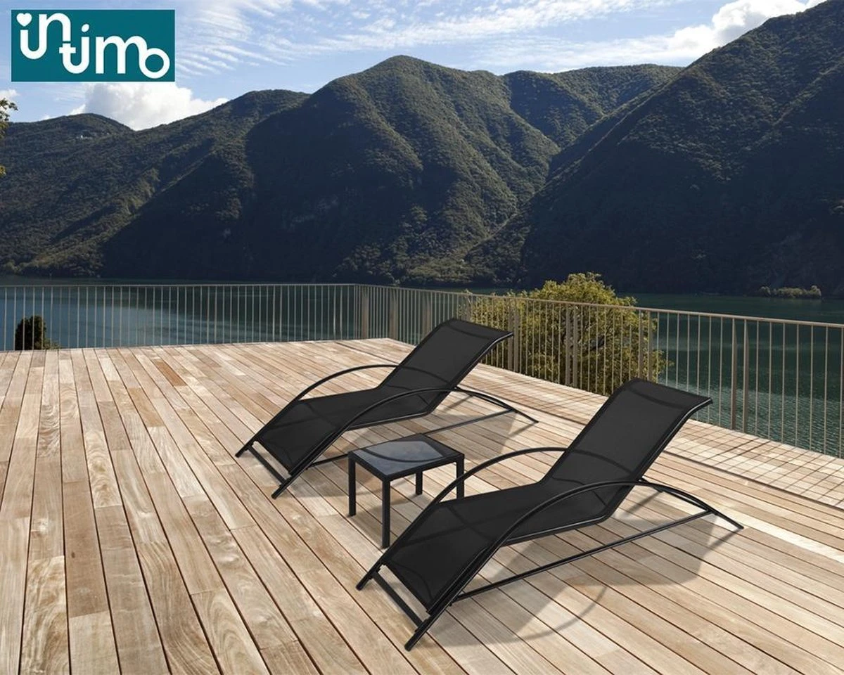 Intimo Ligbeddenset + Tafel - Zwart - 163x60x65/45x45x40 7 Intimo Ligbeddenset + Tafel - Zwart - 163x60x65/45x45x40 - Afbeelding 7