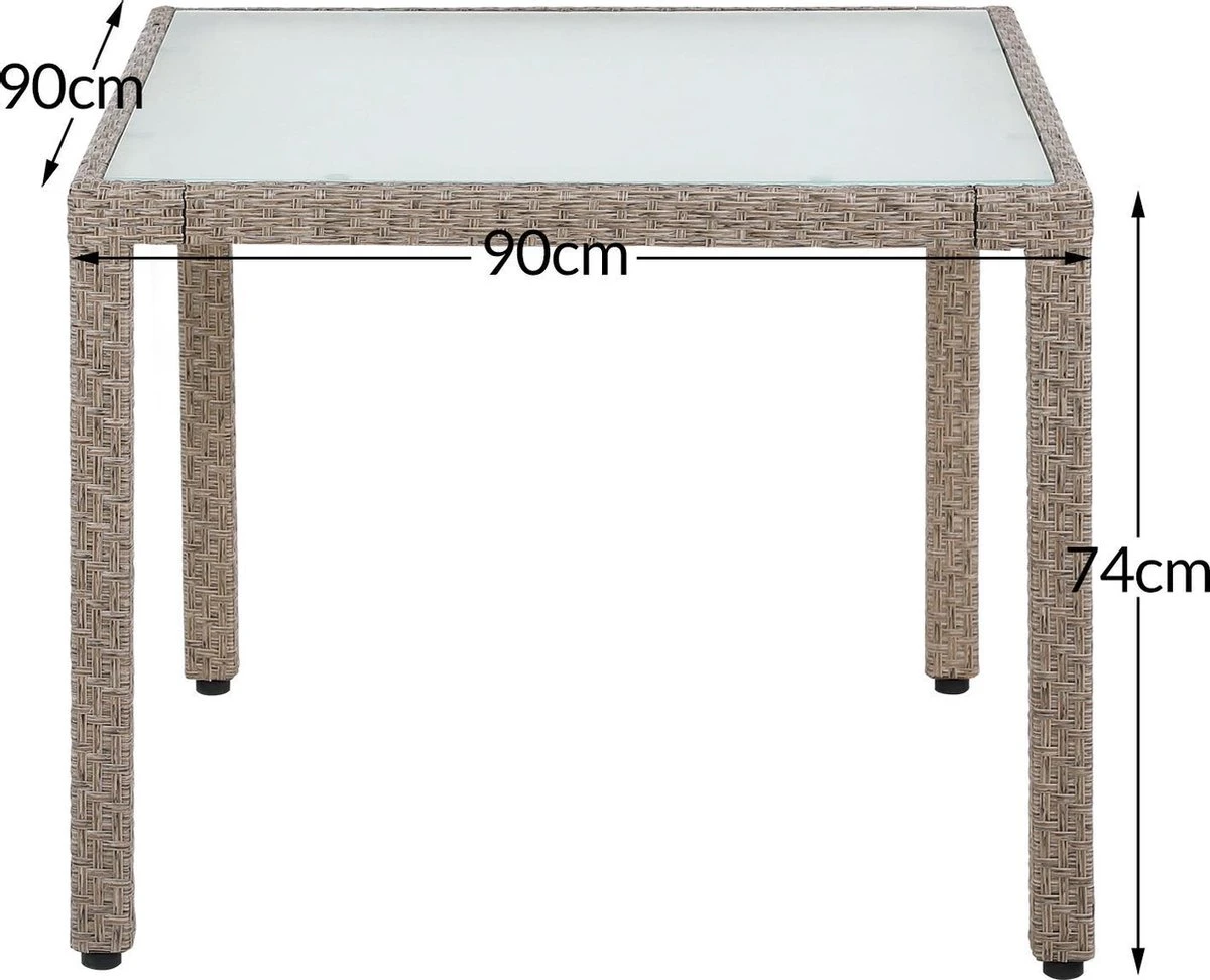 Casaria Polyrattan Tuinset - 4 Stoelen & Tafel 90x90 Cm - Beige Grijs 3 Casaria Polyrattan Tuinset - 4 Stoelen & Tafel 90x90 Cm - Beige Grijs - Afbeelding 3