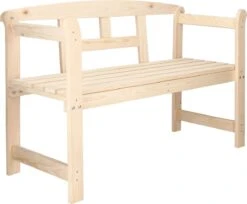 Merkloos Springos Tuinbank | Tuinbankje | Zitbank Buiten | Naaldhout | 119 X 78 X 45 Cm | Licht -Optimaal Tuinmeubel Winkel 1200x989