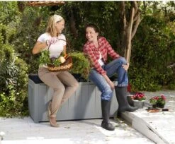 Keter Novel Opbergbox - 340L - 124x55x62.5cm - Grijs -Optimaal Tuinmeubel Winkel 1200x993