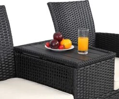 Casaria Tuinbank Polyrattan – 2 Zitter Incl. Tafel & Kussens – Zwart -Optimaal Tuinmeubel Winkel 1200x997 3