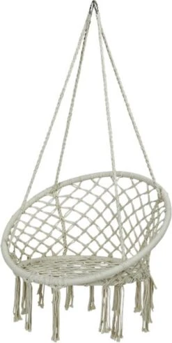 Macramé Hangstoel Beige - Beige Hangstoel - Hangstoel Touw - Hangstoel - Tot 110KG - Eenpersoons Hangstoel - Hang Stoel 1 Persoon - Hangstoel Voor Binnen - Hangstoel Zonder Standaard - Hangstoel Buiten -Optimaal Tuinmeubel Winkel 603x1200