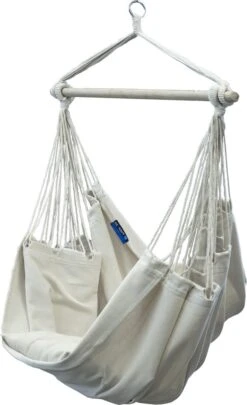 Potenza® Hangstoel – RUIM & COMFORTABEL - Binnen Of Buiten - 130x160 Cm - Belastbaar Tot 150 Kg - Incl. Bevestigingset Buiten – Creme