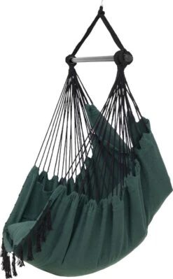 Vita5 XXL Hangstoel | Binnen&Buiten Hangnest | Incl. 2 Kussens En Boekenvak | Volwassenen&Kinderen | Hangmatstoel Tot 225kg | Donkergroen -Optimaal Tuinmeubel Winkel 742x1200