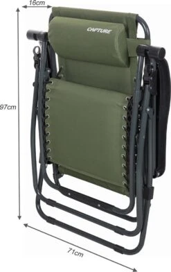 Capture Outdoor, Opklapbare Luxe Ligstoel "Relax RZ-1", Verstelbare Rugleuning, Luxe Armleuningen, Opgespannen Gevoerd Doek, Afneembaar Kussen, … -Optimaal Tuinmeubel Winkel 757x1200