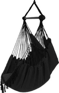 Vita5 XXL Hangstoel - Binnen&Buiten Hangnest - Incl. 2 Kussens En Boekenvak - Volwassenen&Kinderen - Hangmatstoel Tot 225kg - Zwart -Optimaal Tuinmeubel Winkel 761x1200
