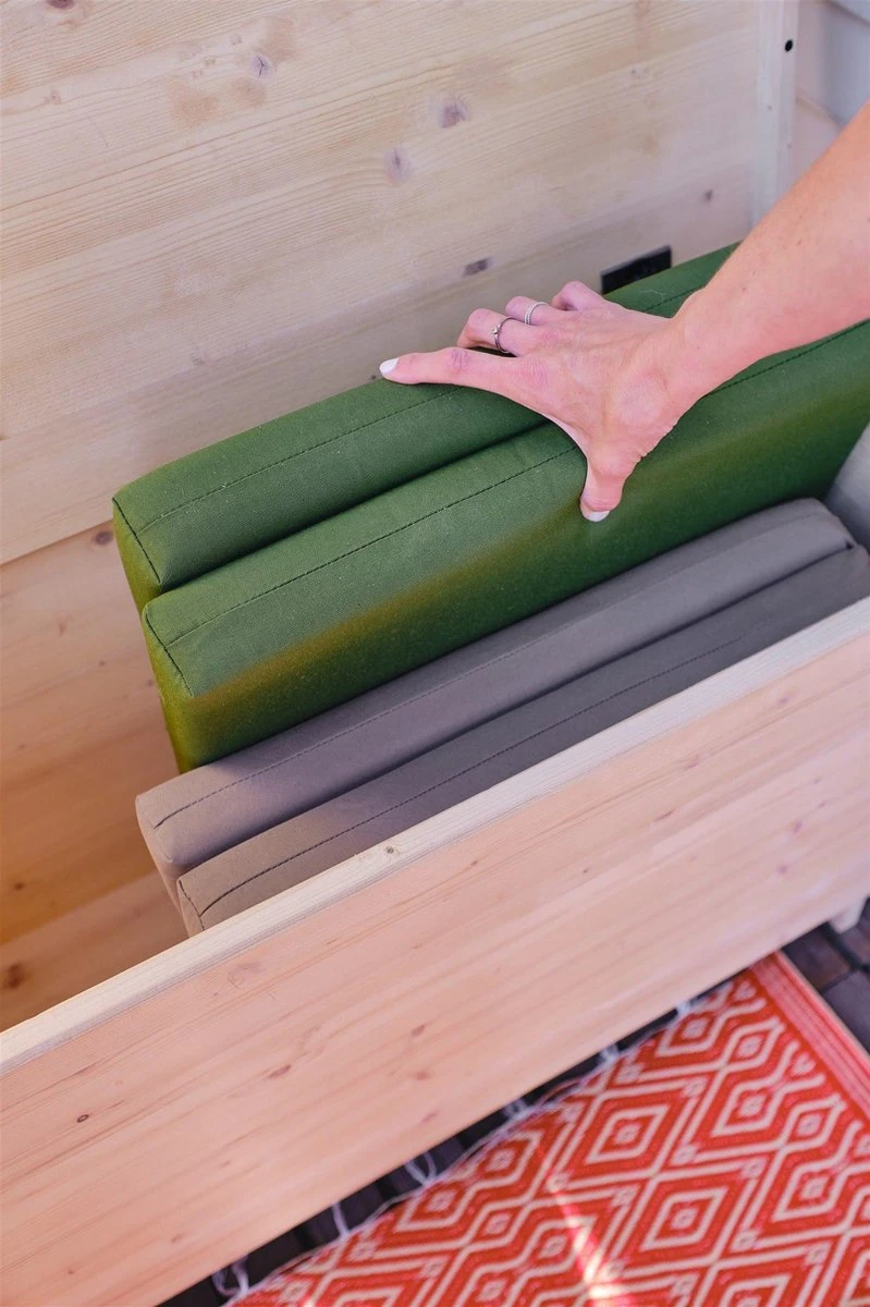 Balkonset 3in1: Bank | Tafel | Opbergruimte. Hout, Medium 95cm. 4 Balkonset 3in1: Bank | Tafel | Opbergruimte. Hout, Medium 95cm. - Afbeelding 4