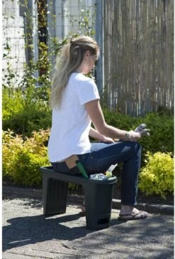 Nature - Tuinkruk 2-in-1 - Tuinzit/-knielkruk - Tuin Werkbank - Grijs - H34 X 66 X 25cm -Optimaal Tuinmeubel Winkel 814x1200