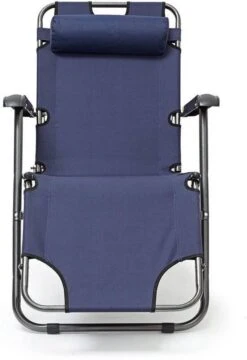 Relaxdays Ligstoel Inklapbaar - Ligbed Met Hoofdsteun - Strandstoel Verstelbaar - Camping - Donkerblauwe -Optimaal Tuinmeubel Winkel 823x1200