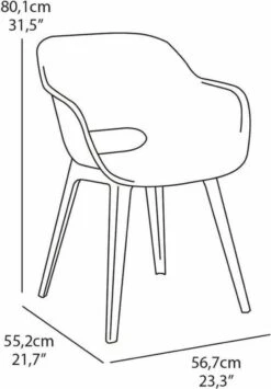 Allibert Akola Tuinstoelen - 2 Stuks -56,5x55x80cm - Donkergrijs -Optimaal Tuinmeubel Winkel 834x1200