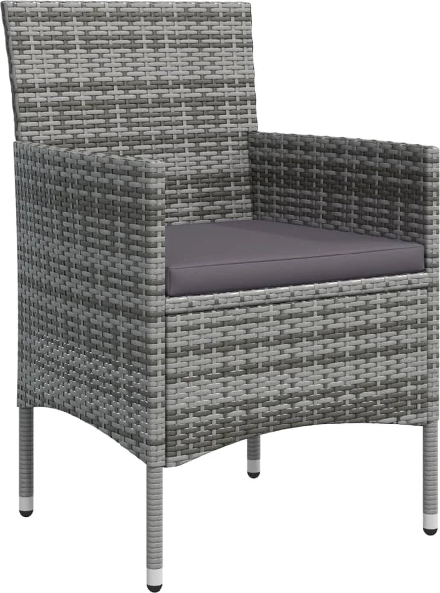 VidaXL 7-delige Tuinset Met Kussens Grijs En Zwart 9 VidaXL 7-delige Tuinset Met Kussens Grijs En Zwart - Afbeelding 9