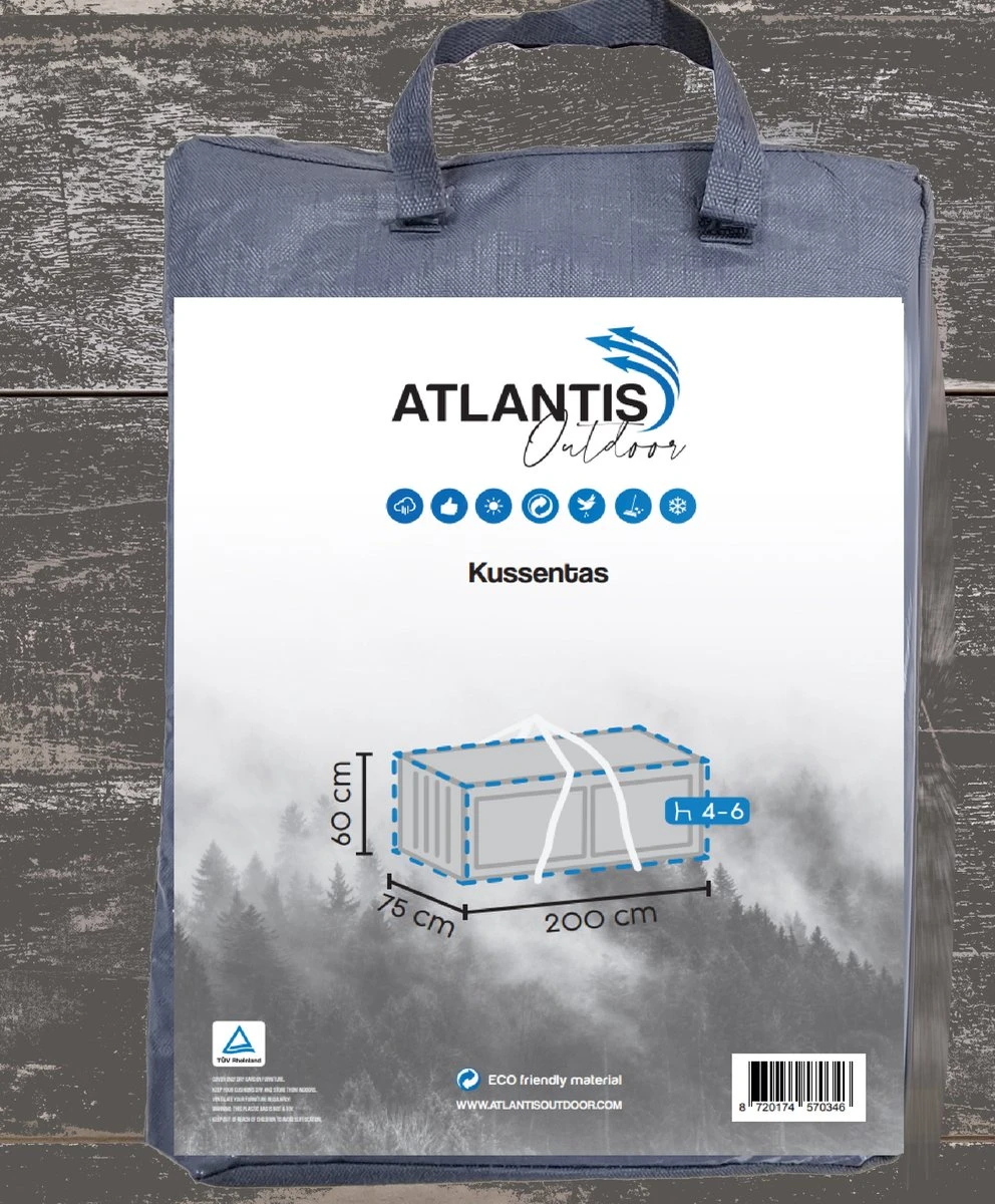 Opbergtas Voor Tuinmeubelkussens - 200 X 75 X 60 Cm (4 – 6 Lounge- Tuinkussens) - Grijs / Antraciet 6 Opbergtas Voor Tuinmeubelkussens - 200 X 75 X 60 Cm (4 – 6 Lounge- Tuinkussens) - Grijs / Antraciet - Afbeelding 6