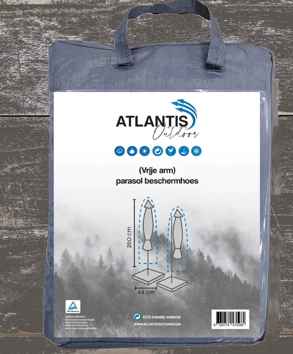 Weersbestendige Parasolhoes - Max. 4 X 4 M - Grijs / Antraciet - Zweefparasol 7 Weersbestendige Parasolhoes - Max. 4 X 4 M - Grijs / Antraciet - Zweefparasol - Afbeelding 7